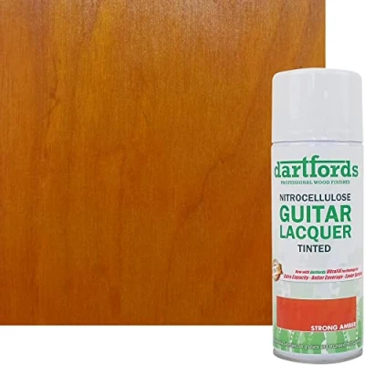 Abbildung von dartfords Nitrozellulose Gitarrenlack, getönt, Bernstein (Strong), Sprühdose, 400 ml