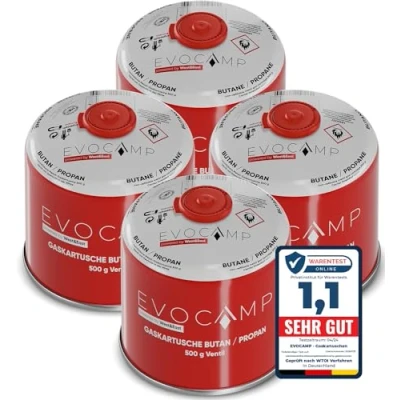 Abbildung von 4x Butangas Kartuschen 500g, Schraubkartusche mit Butan/ Propan Gas 899 ml, Gaskartusche EN417, Ventilkartusche Schraubverschluss, Kartusche Camping Gas, Gaskartuschen Schraubventil