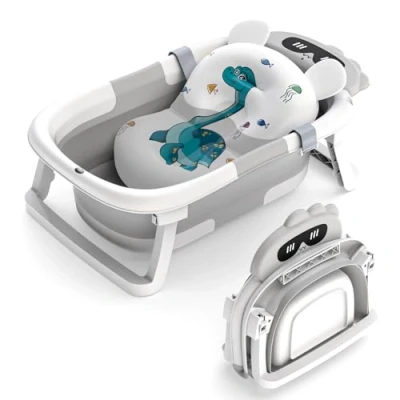 Abbildung von Baby Badewanne,Faltbare Badewanne mit Rutschfester Matte Tragbare Babybadewanne Newborn Essentials Babywanne für Säuglinge und Kleinkinder von 0 24 Monaten