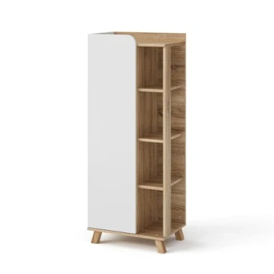 Abbildung von Vicco Midischrank Karen, Sonoma/Weiß, 50 x 128 cm mit Tür und offenen Fächern