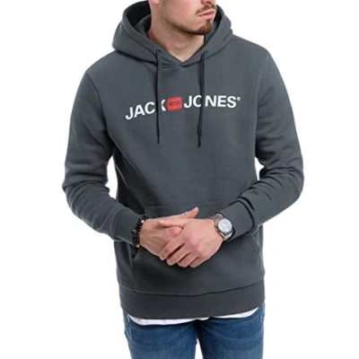 Abbildung von Jack &amp; Jones Hoodie mit Kängurutasche, Kapuze, Logodruck
