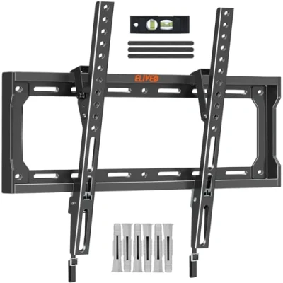 Abbildung von ELIVED TV Wandhalterung Neigbar Fernseher für die meisten 26 60 Zoll Flach &amp; Curved LED, LCD, OLED, Plasma TVs bis zu 45kg mit Max VESA 400x400mm, EV3036