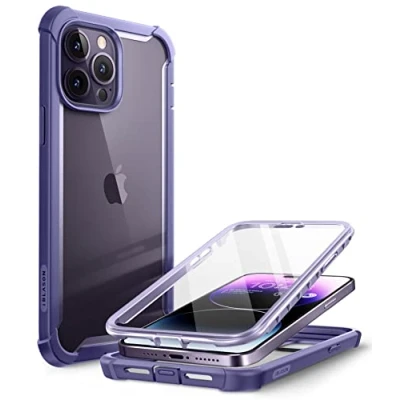 Abbildung von i Blason Transparent Hülle für iPhone 14 Pro Max (6.7&quot;) Bumper Case 360 Grad Handyhülle Robust Schutzhülle Cover [Ares] mit Displayschutz 2022 Ausgabe (Lila)