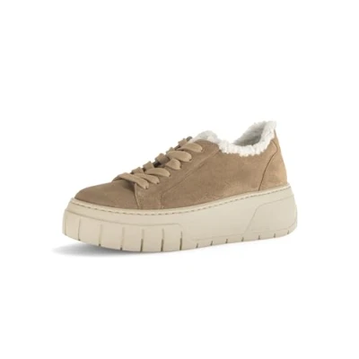 Abbildung von Gabor Damen Low Top Sneaker, Frauen Halbschuhe,Best Fitting,Laufschuhe,schnürschuhe,schnürer,Plateausohle,Desert/Panna,38 EU / 5 UK