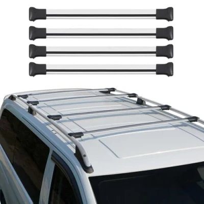 Abbildung von OMAC Dachreling + Dachträger Set kompatibel mit VW Transporter T5 2003 2015 Aluminium Silber 4X