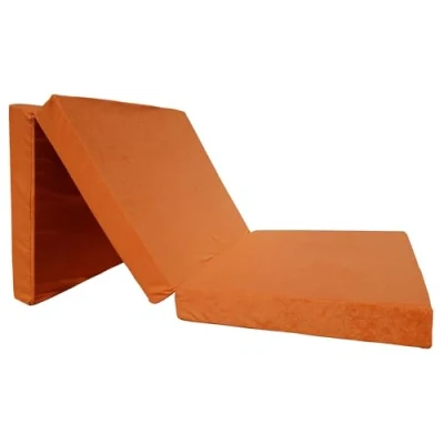 Abbildung von Natalia Spzoo gemütliche Faltmatratze Klappmatratze mit Schaumstoffkern &amp; abnehmbarem Bezug 3 teilige klappbare Schlafmatte 195 x 65 8 cm (Orange 1333 100% Polyester)