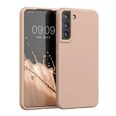 Abbildung von kwmobile Hülle kompatibel mit Samsung Galaxy S22 Plus Silikon Handy Case Handyhülle weiche Oberfläche kabelloses Laden Coconut Swirl