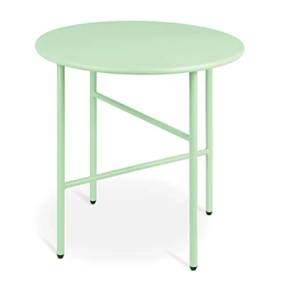 Abbildung von bomoe Runder Beistelltisch Metall Mint Ø 44 cm Tischplatte Kratzfest Stabiler Wohnzimmer Couchtisch Leicht In &amp; Outdoor Gartentisch Balkon Tisch Terrasse Nachttisch Bett Schlafzimmer Finn
