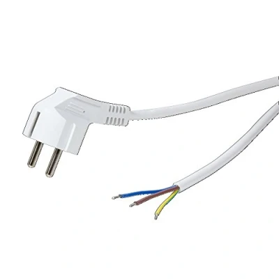 Abbildung von Logilink CP136 Netzkabel Schutzkontakt Stecker 90 Grad Winkel zu offenem Kabelende weiß