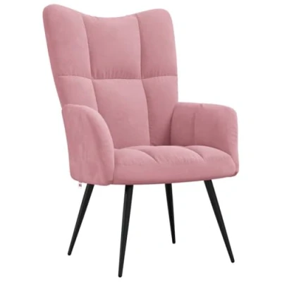 Abbildung von vidaXL Relaxsessel, Sessel mit Stahlgestell, Relaxstuhl Polsterstuhl Armlehne, Fernsehsessel Polstersessel Wohnzimmer, Modern, Rosa Samt