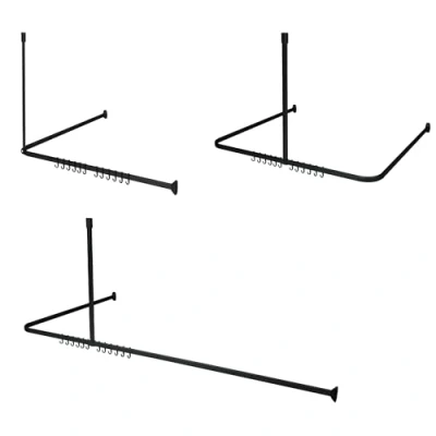 Abbildung von Duschvorhangstange Duschvorhangstangen Set Easy Roll Schwarz, Sealskin, Aluminium