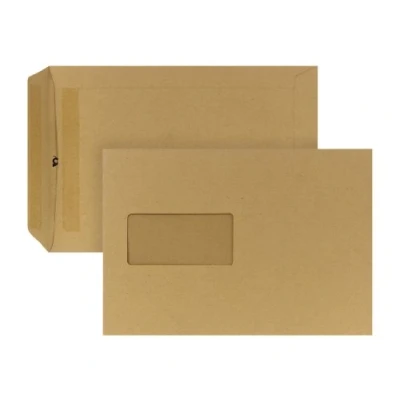 Abbildung von POSTHORN Versandtasche C5 (500 Stück), haftklebende Versandtaschen mit Fenster, braune für die tägliche Korrespondenz, Geschäftspost und Co., 229 x 162 x1 mm, 90g/m²