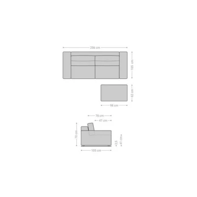 Abbildung von Big Sofa Lanzo L 260x110 cm Cord Beige mit Hocker