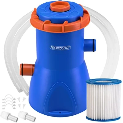 Abbildung von MONZANA® Filterpumpe MZP30 2280 L/h 30 W Leistung Pool Filter Kartusche Schlauch Kartuschenfilteranlage Poolpumpe Pumpe
