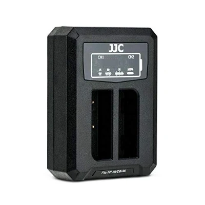 Abbildung von JJC USB Dual Ladegerät Akkulader für Fujifilm Finepix X100T, X100S, X100, X30, X S1, F31fd, Real 3D W1 Kameras und Ricoh GXR Systemkamera NP 95 DB 90