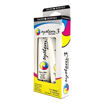 Abbildung von Daler Rowney System 3 Acryl Titanium Weiss Set 2 x 150 ml, 129100102