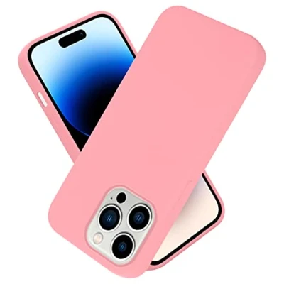 Abbildung von Cadorabo Hülle kompatibel mit Apple iPhone 14 PRO Silikon Handyhülle für Case aus flüssigem stoßfeste dünne TPU Schutzhülle Liquid PINK