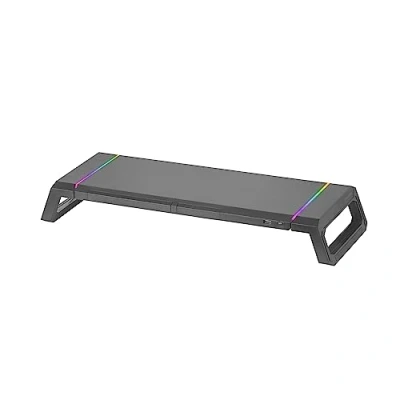Abbildung von MARSGAMING Mars Gaming MGS ONE Schwarz, Chroma RGB Monitorständer, Verstellbare Größe, Smartphone und Tablet Ständer, Front USB 2.0