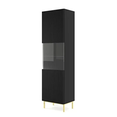 Abbildung von BIM Furniture Glasvitrine Ravenna B 1D 60 cm Regale, Schrank, Möbelseite, Vitrine, Bücherregal Schwarz Matt