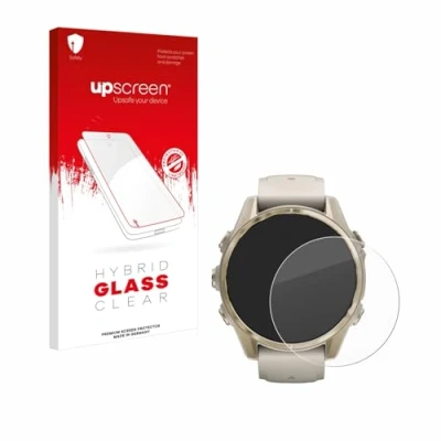 Abbildung von upscreen Schutzglas für Garmin Fenix 8 (43 mm) Schutzfolie, Glas Folie [Klar, 9H Panzerschutz, Anti Fingerprint]