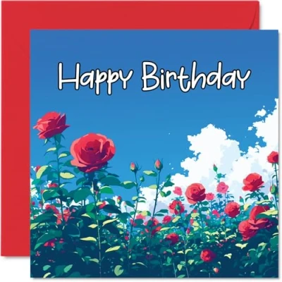 Abbildung von Stuff4 Geburtstagskarten mit Blumenmuster für Frauen und sie Rosenfeld Happy Birthday Karte Mutter, Schwester, Tochter, Tante, Cousine, Oma, Freundin, 145 mm x mm, Rosen Blumen Grußkarten
