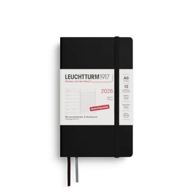 Abbildung von LEUCHTTURM1917 372511 Wochenkalender &amp; Notizbuch Pocket (A6) 2026, 12 Monate, Softcover, Schwarz, Deutsch