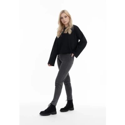 Abbildung von DREIMASTER Vintage Damen Oversize Sweatshirt L / Schwarz 51% Baumwolle 49% Polyester