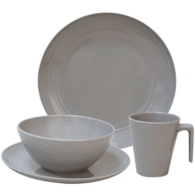 Abbildung von Flamefield Geschirr Set, 16 Teile, aus Melamin, braun