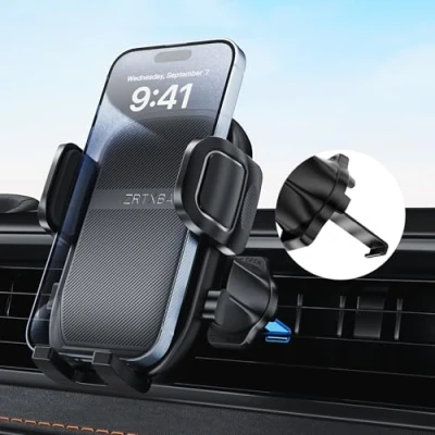Abbildung von ZRTXBA Handyhalterung für Ihr Auto mit Metallhaken Clip, Lüftungsschlitz Handyhalterung, universelle Kfz Halterung iPhone, Android und alle Smartphones, Dunkelschwarz