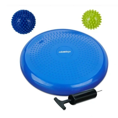 Abbildung von relaxdays Balancekissen Balance Kissen mit 2 Massagebällen, Blau