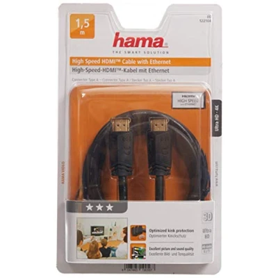 Abbildung von Hama 00122104 HDMI Kabel (hohe Übertragungsgeschwindigkeit, Ethernet, Stecker auf Stecker, vergoldete Steckverbindungen, 1,5 m)