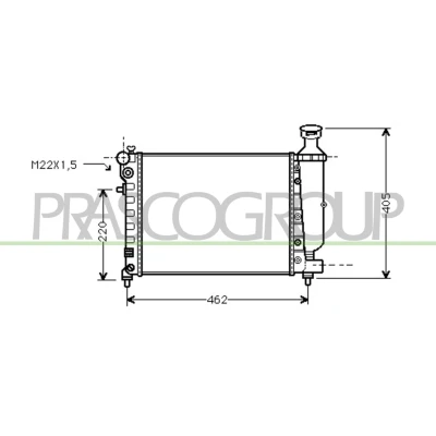 Abbildung von PRASCO CI022R001 Kühler, Motorkühlung Aluminium 390mm 322mm 23mm Kühlrippen mechanisch gefügt PEUGEOT: 106 II Schrägheck, I Schrägheck