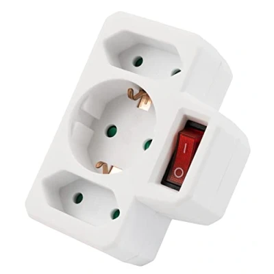 Abbildung von MC POWER Steckdosenadapter Zwischenstecker 1x Schutzkontakt, 2x Euro, mit Schalter