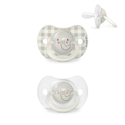 Abbildung von Suavinex, Night&amp;Day Schnuller für Babys von 0 6 Monaten, Neugeborene, Leuchtend im Dunkeln Babyschnuller, mit Physiologischem Sauger SX Pro aus Silikon, Symmetrisch, Grau, 2er Pack