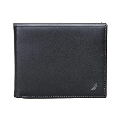 Abbildung von Nautica Herren J Class Bifold Wallet Geldbörse, Pop Farbe: Schwarz/Grau, Einheitsgröße