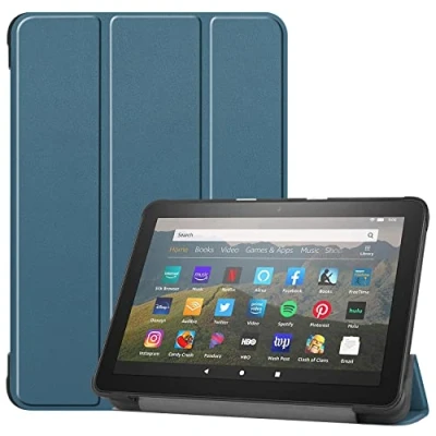 Abbildung von ODQQDO 8 Zoll Tablet Hülle Smart Stand Protective Case Ultra Light mit Auto Sleep Wakemit Wake,Nicht kompatibel Huawei, Samsung,Peacock Blue