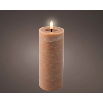 Abbildung von Lumineo LED Kerze Wachs hellbraun/warmweiss 19cm