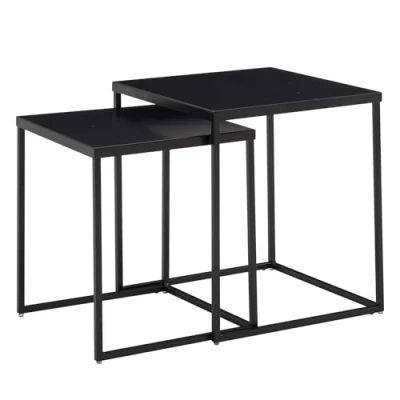 Abbildung von WOHNLING Beistelltisch Metall Satztisch 2 teilig Couchtisch Tisch Set Schwarz