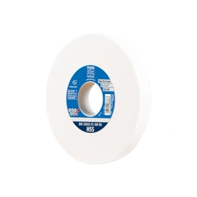Abbildung von PFERD Schleifbockscheibe HSS, 200x25x51mm, A80, 39009703 Mittelharte Schleifscheibe zum Schärfen von HSS Bohrern, mit Reduzierhülse (32mm)