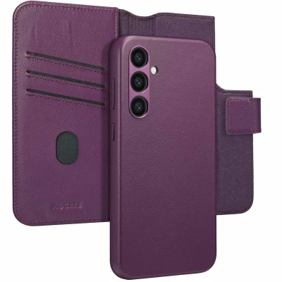 Abbildung von Samsung Galaxy S24 Plus Hülle MagSafe Echtleder Accezz 2 in 1 Case/KlappHülle Handyhülle Lila