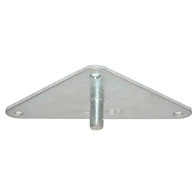 Abbildung von Wagner Anschraubplatte DREIECK für TENO Möbelbein/Tischbein/Möbelfuß/Systemrohr 110 x 140 25 mm, Gewinde M10 21 mit kombinierbar, Stahl verzinkt 3 mm 12398401