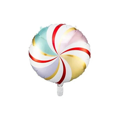 Abbildung von partydeco Luftballon, Folienballon Bonbon rund 35cm bunt gold