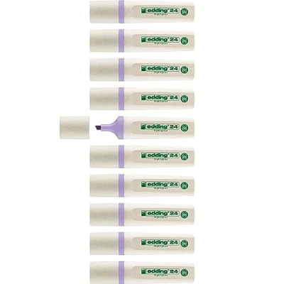 Abbildung von edding 24 EcoLine Textmarker pastellviolett 10 Ziselierspitze 2 5mm zum schnellen und einfachen Markieren Hervorheben von Texten Notizen nachfüllbar, aus recycelbarem Material