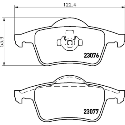 Abbildung von HELLA 8DB 355 008 871 Bremsbelagsatz nicht für Verschleißwarnanzeiger vorbereitet VOLVO: V70 2, S60 I, S80 I