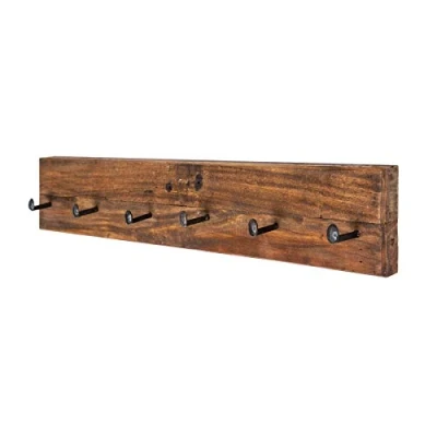 Abbildung von riess ambiente Wandgarderobe HEMINGWAY XL 90cm braun, Paneel · Massivholz 6 Haken Flur Industrial