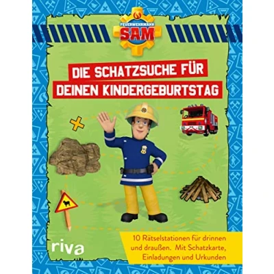 Abbildung von Feuerwehrmann Sam Die Schatzsuche/Schnitzeljagd Für deinen Kindergeburtstag: 10 Rätselstationen drinnen und draußen. Mit Schatzkarte, Einladungen Urkunden. Kinder ab 4 Jahren
