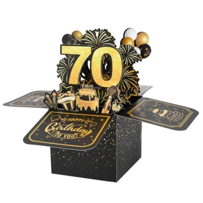 Abbildung von BOFUNX Geburtstag Karte zum 70. Pop up 3D Happy Birthday Grußkarte Geburtstagskarte Kreative Geburtstagsgeschenk für Familie und Freunden