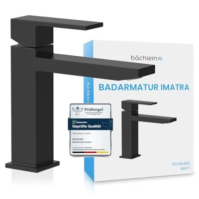 Abbildung von Bächlein Badarmatur Elegante Imatra (17,2cm, Schwarz matt) hochwertiger Wasserhahn im minimalistischen Design