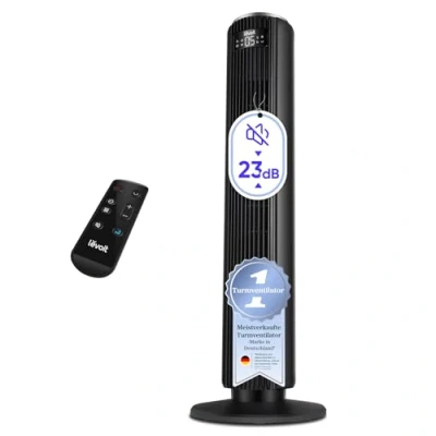 Abbildung von Levoit Sehr Leiser Turmventilator mit Fortschrittlichem Schlaf und Automodus 5 Geschwindigkeiten 4 Modi 12Std Timer Ventilator Oszillierende Tower Fan Fernbedienung für Schlafzimmer Schwarz 92CM