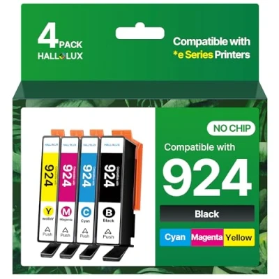 Abbildung von HALLOLUX 924 Druckerpatronen Multipack Kompatibel für HP Patronen XL Officejet Pro 8132e 8122e 9120e 9730e 8124e 8120e 8130e (4er Pack, Kein Chip)